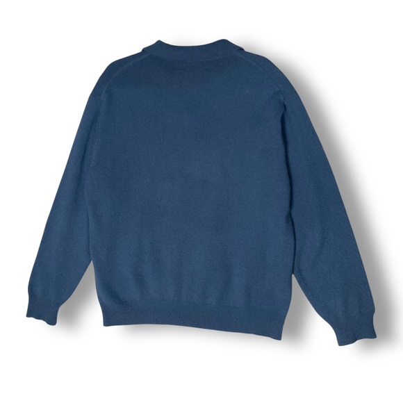 Woods & Gray 100% Cashmere Polo Sweater Sz L Long Sleeve Blue Casual Luxury - Picture 7 of 10